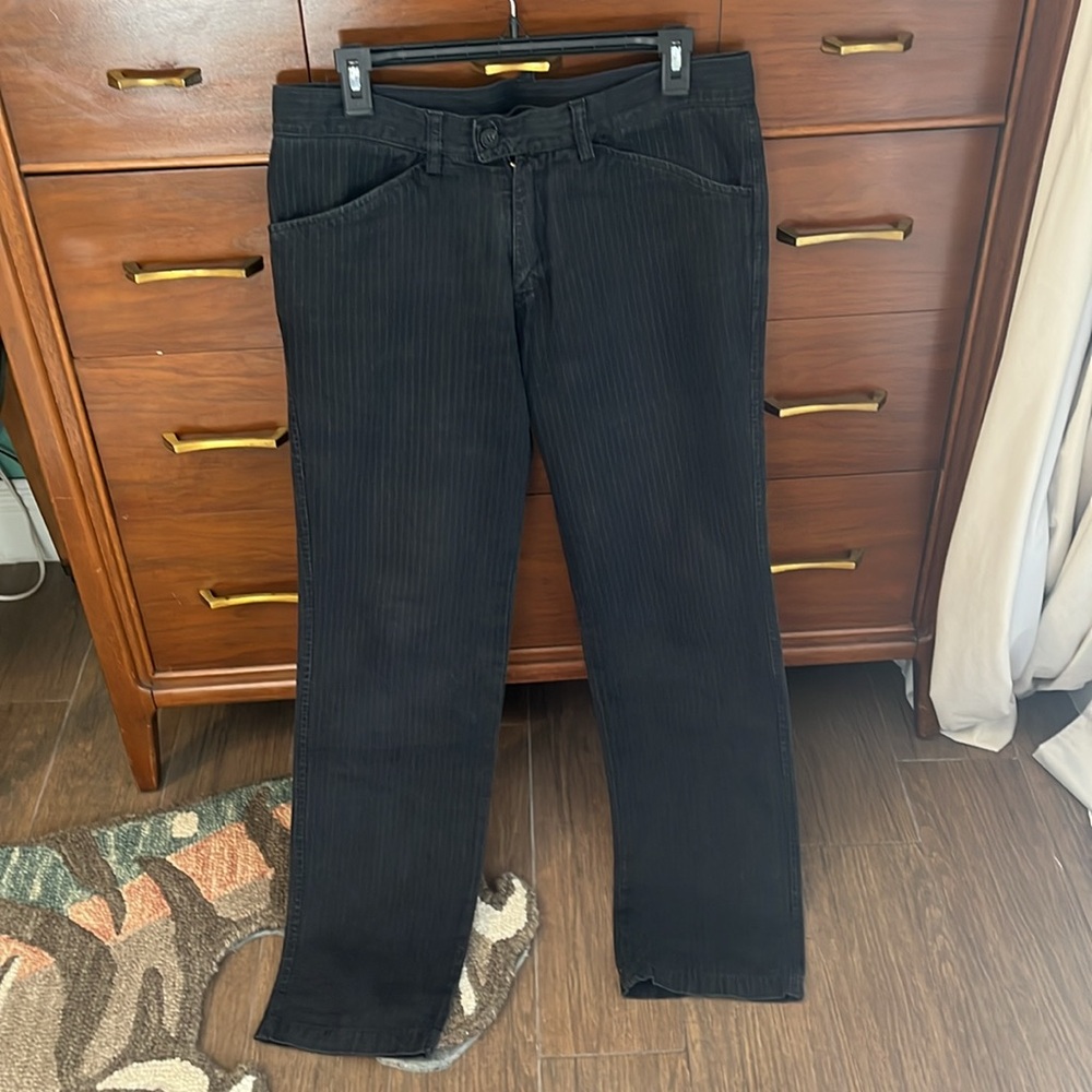 Men’s Black Pants with Subtle Pinstripes